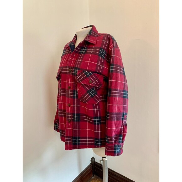 St. John's Bay VTG Barn Chore Coat Jacket Med Plaid 90s Grunge Flannel Lined - Picture 9 of 11